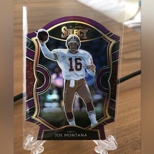 2020 Panini Select Concourse Purple Prizm Die-Cut Joe Montana #19 HOF 49ers